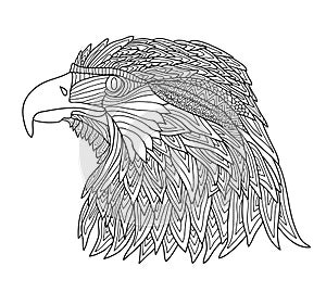 Coloring Book for Adults and children. Brutal eagle photo