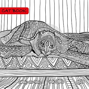 Coloring book for adults - zentangle cat book,the cat on the bed