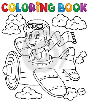 Coloring book airplane theme 1