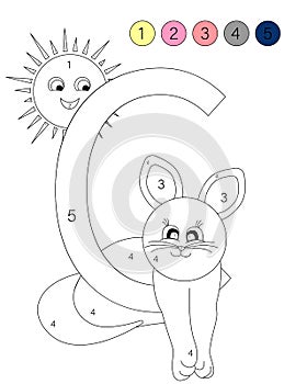 Coloring book alphabet with animals. ABC coloring book for kids with numbers.