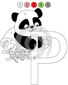 Coloring book alphabet with animals. ABC Coloring Page for kids with numbers.
