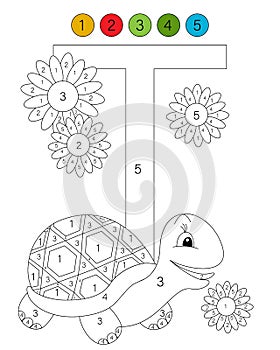 Coloring book alphabet with animals. ABC coloring page for kids with numbers.