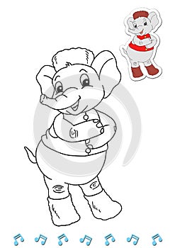 Coloring book animal dancers 11 - elephant photo