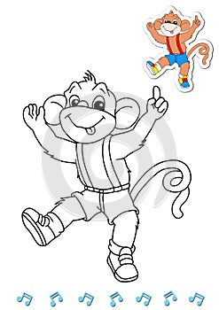 Coloring book animal dancers 12 - monkey photo