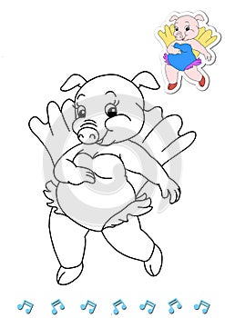 Coloring book animal dancers 6 - pig photo