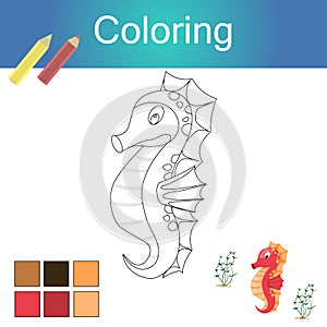 Coloring book with animals outline artwork page vector illustration.