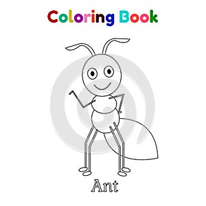 Coloring Book Ant For Kid Cartoon Illustration Vector