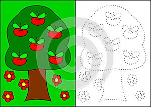 Coloring book-apple tree