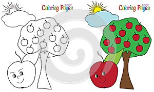 Coloring Book Apple Tree