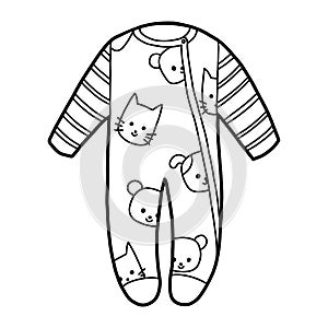 Coloring book, baby sleepsuit with animals