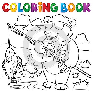 Coloring book bear fisherman theme 1