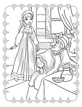 Coloring Book Of Beautiful Girl And Stepmother