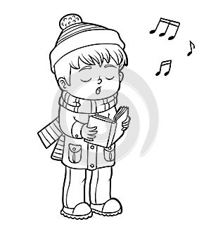 Coloring book, Boy singing a Christmas song