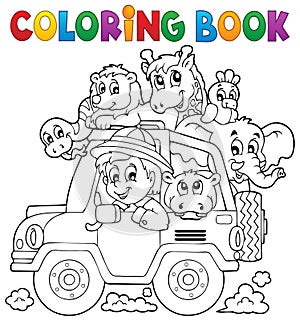 Coloring book car traveller theme 2 photo