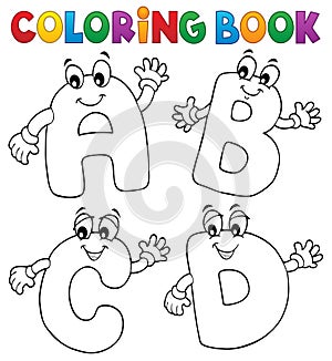 Coloring book cartoon ABCD letters 2