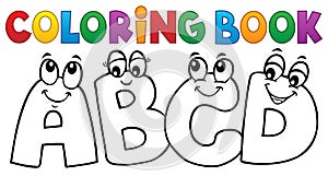 Coloring book cartoon ABCD letters 1 photo