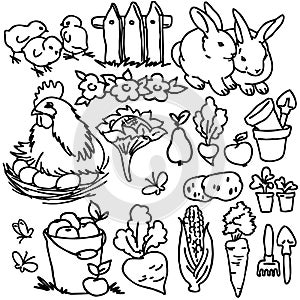 Coloring book, Cartoon farm animals