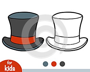 Coloring book, cartoon headwear, Tophat