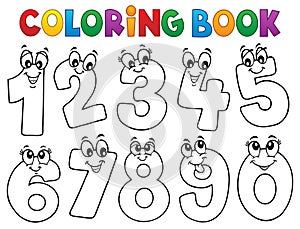 Coloring book cartoon numbers set 1