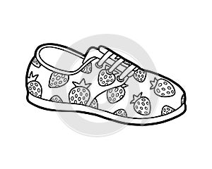 Coloring book, cartoon shoe collection. Plimsoll