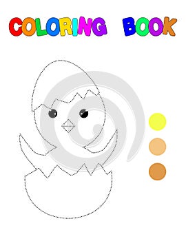 Coloring book with a chicken .Coloring page for kids.Educational games for preschool children. Worksheet