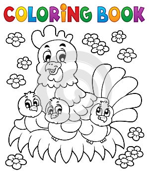 Coloring book chicken theme 1