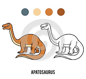 Coloring book for children, cartoon Apatosaurus