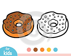 Coloring book for children, cartoon Donut