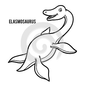 Coloring book for children, cartoon Elasmosaurus