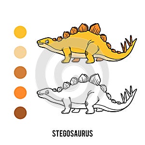 Coloring book for children, cartoon Stegosaurus