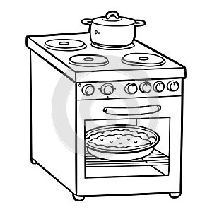 Coloring book for children. Electric stove