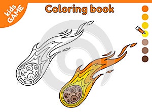 Coloring book for children with flying comet