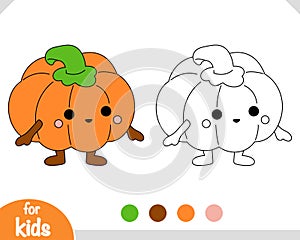 Coloring book for kids, Halloween pumpkin boy