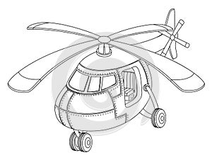 Coloring book for children with a helicopter.