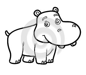 Coloring book for children, little hippo