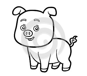 Coloring book for children, little pig