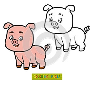 Coloring book for children, little pig