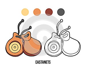Coloring book for children: music instruments (castanets)
