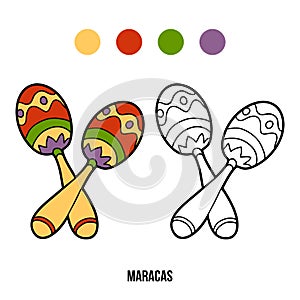 Coloring book for children: music instruments (maracas)