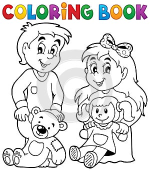 Coloring book children with toys 1