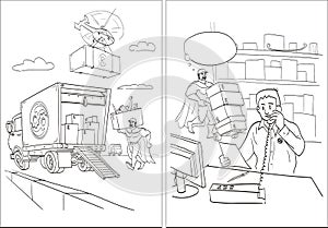 Coloring book for children in vector form. Pages #5 and #6.