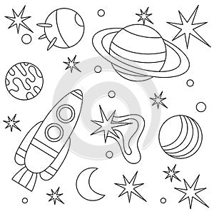 Coloring book for children. Vector space pattern