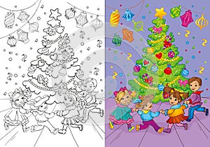 Coloring Book Of Christmas Carnival Rounde Dance