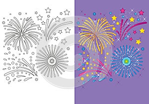 Coloring Book Of Christmas Fireworks