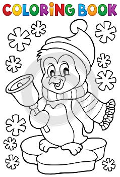 Coloring book Christmas penguin topic 1