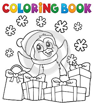 Coloring book Christmas penguin topic 2