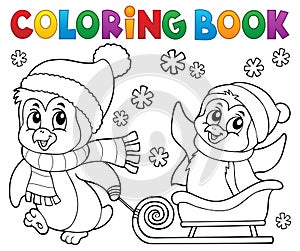 Coloring book Christmas penguin topic 8