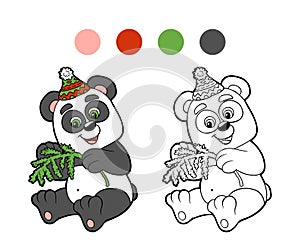 Coloring book: Christmas winter panda