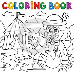 Coloring book clown near circus theme 2