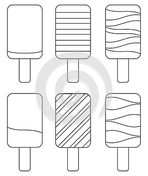 Coloring book - collection of 6 isolated ice lolly